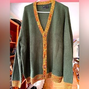 ASOS green multi knitted cardigan size Large L oversized